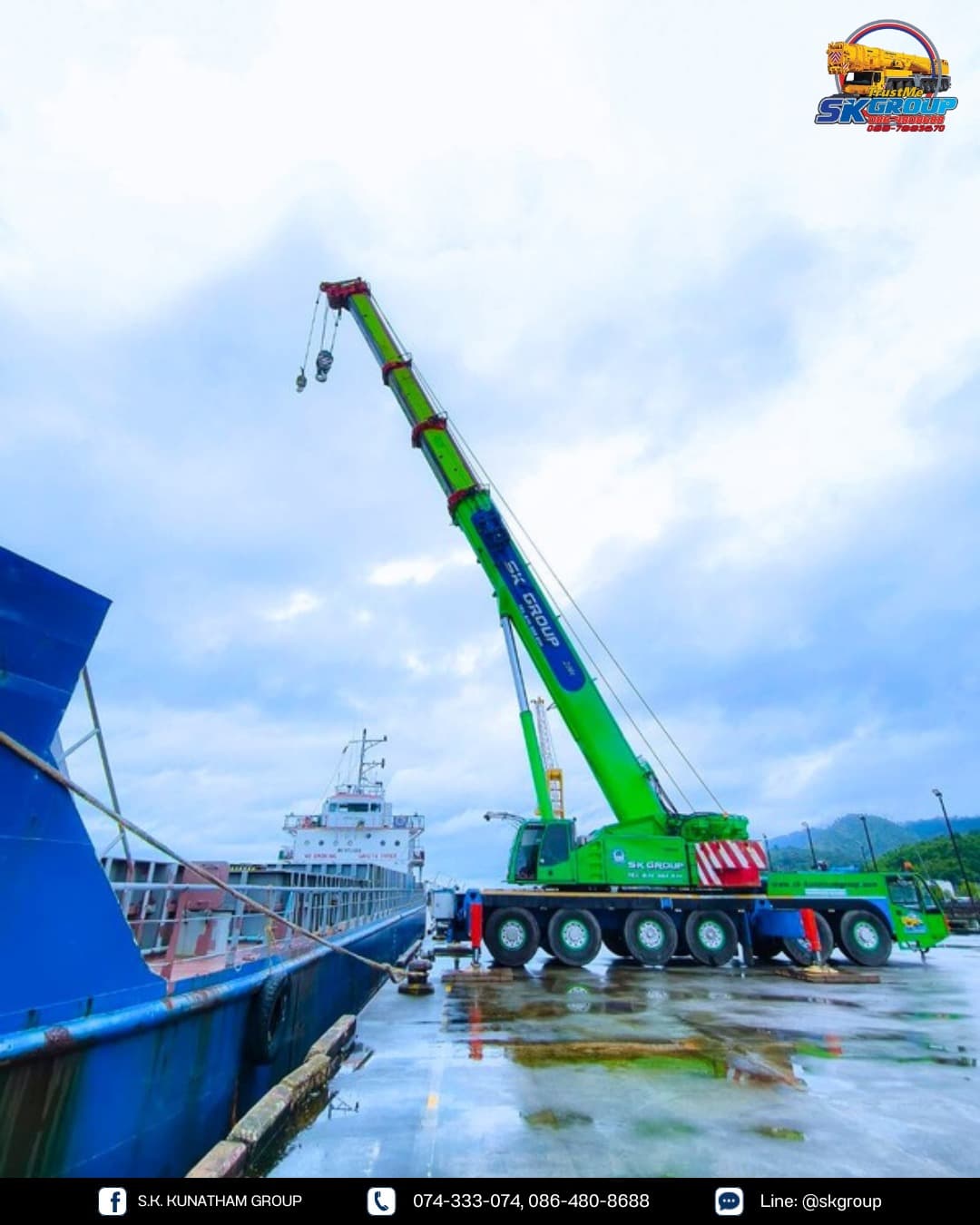 รถเครน 200 ตัน งานท่าเรือและโลจิสติกส์ ท่าเรือระนอง จ.ระนอง ของผู้ส่งออกสินค้าไปประเทศพม่า - ภาพที่ 4 จาก 4